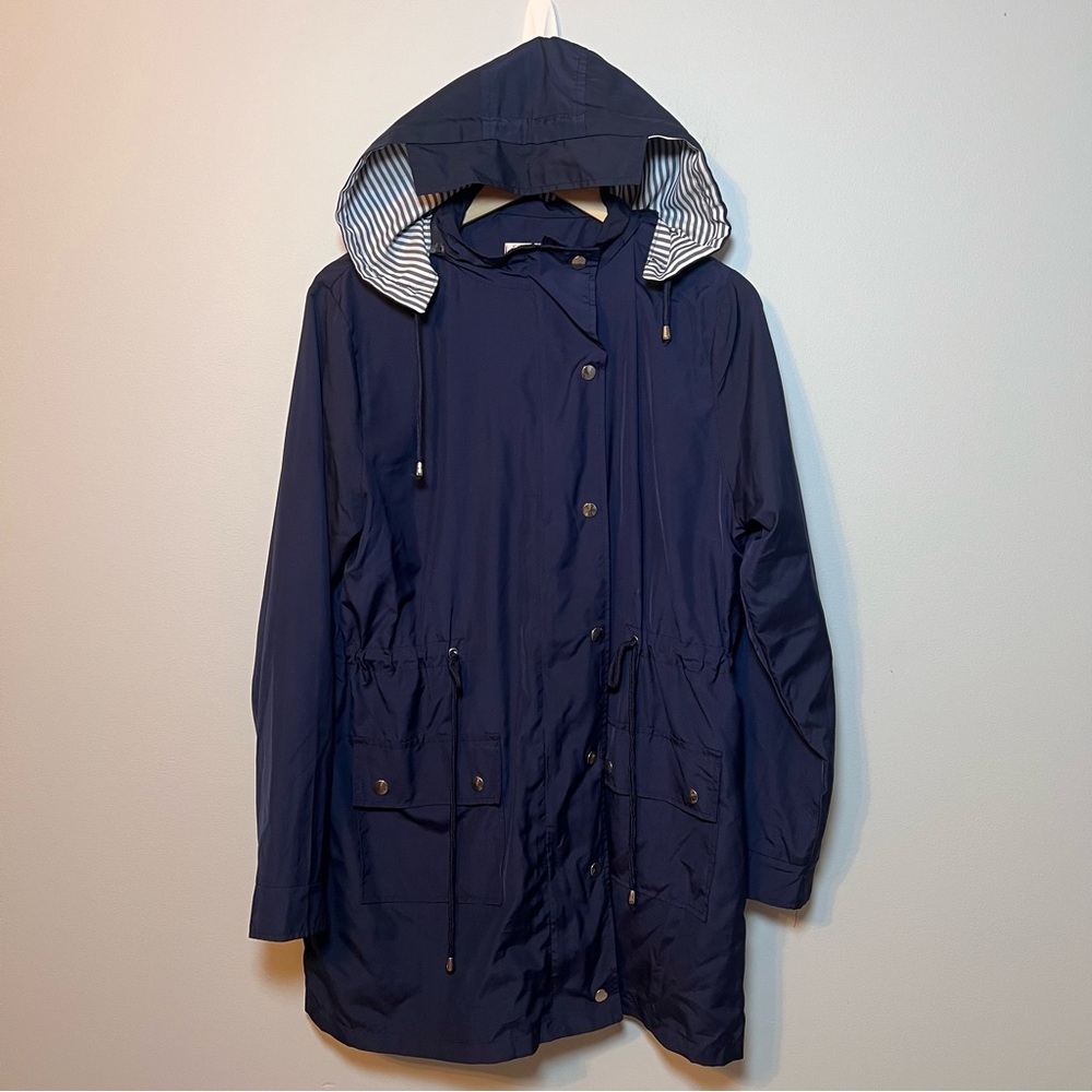 BBX Lephsnt Waterproof Rain Jacket Women’s M Navy Blue Hooded Windbreaker Coat - Picture 2 of 9